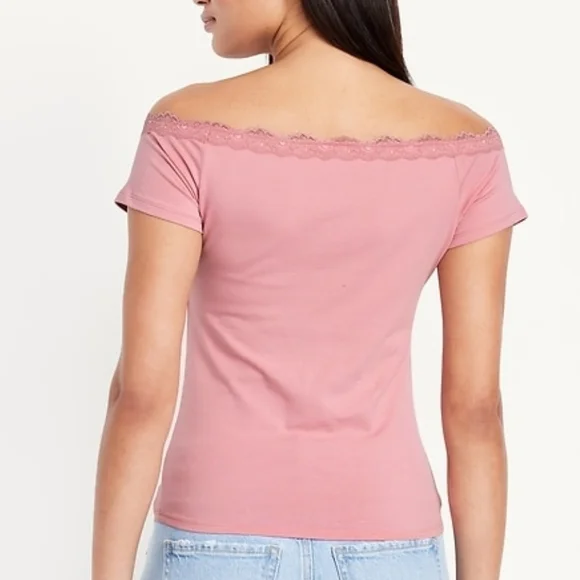 Old Navy Mauve Off-Shoulder Lace Trim Top- 3X- NWT - Picture 2 of 2